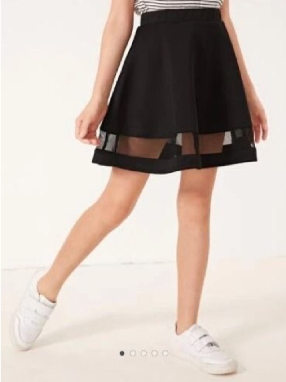 SHEIN - Black Circle Skirt with Mesh Panel